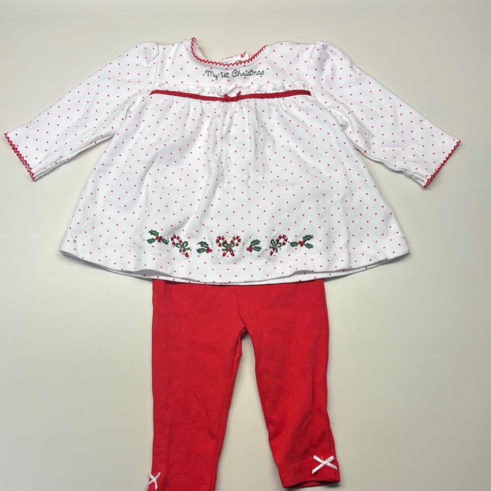 Little Me White and Red Polka Dot Christmas Baby Outfit- 3-6 Month